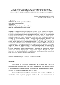 motivação e satisfação no trabalho da enfermagem - Unioeste