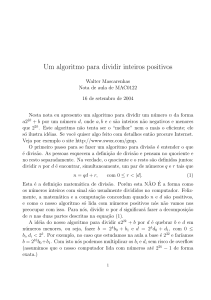 Um algoritmo para dividir inteiros positivos - IME-USP