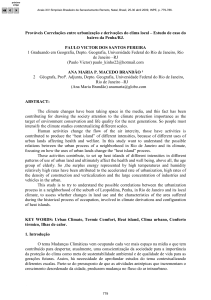 Prováveis Correlações entre urbanização e derivações do clima local