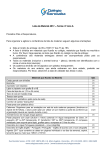 Lista de Material - 6° Ano