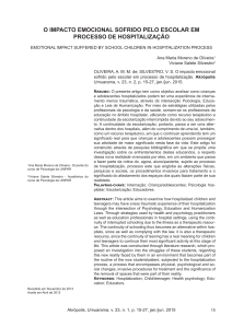o impacto emocional sofrido pelo escolar em processo de