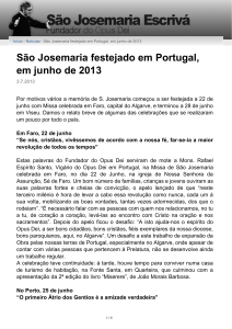 S   Josemaria festejado em Portugal, em junho de