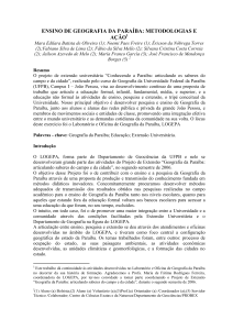 ENSINO DE GEOGRAFIA DA PARAÍBA: METODOLOGIAS E AÇÃO