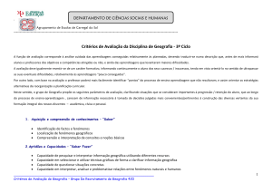 Critérios de Avaliação da Disciplina de Geografia