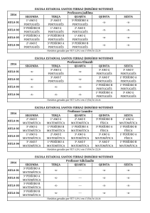 SEGUNDA TERÇA QUARTA QUINTA SEXTA 1º ANO G 2º ANO E 3º