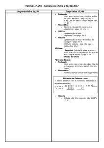 TURMA: 4º ANO - Semana de 17/01 a 20/01/2017 Segunda