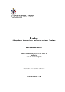 Psoríase - Faculdade de Ciências da Saúde