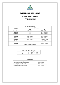 CALENDÁRIO DE PROVAS 6º ANO RUTH ROCHA 1º TRIMESTRE