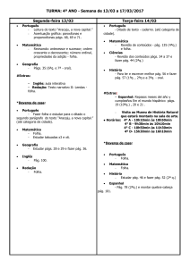 TURMA: 4º ANO - Semana de 13/03 a 17/03/2017 Segunda