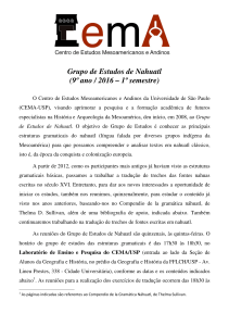 Grupo de Estudos de Nahuatl (9º ano / 2016 – 1º semestre)