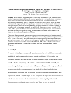 O papel do conhecimento metalingüístico nos padrões de