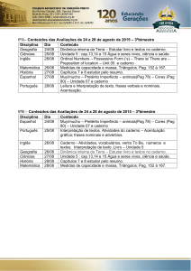 6ºA– Conteúdos das Avaliações de 24 a 28 de agosto de 2015