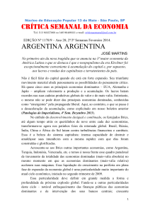 CRÍTICA SEMANAL DA ECONOMIA ARGENTINA ARGENTINA