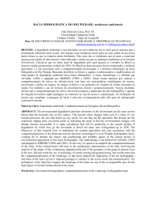BACIA HIDROGRÁFICA DO RIO PIEDADE: mudanças ambientais