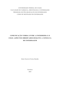 comunicação verbal entre a enfermeira e o cego: aspectos