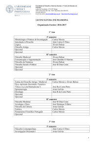 LICENCIATURA EM FILOSOFIA Organização Escolar: 2016