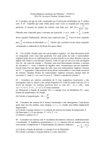 (Termodinâmica Estatística de Materiais – EN2815 ) Prof. Dr