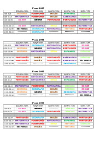 6º ano /2015 SEGUNDA-FEIRA TERÇA-FEIRA QUARTA