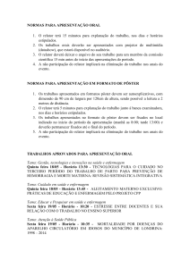 NORMAS PARA APRESENTAÇÃO ORAL 1. O relator terá 15