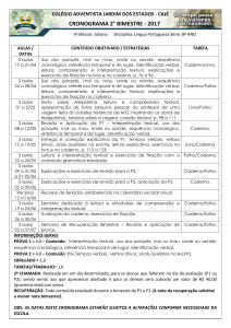 CRONOGRAMA 2° BIMESTRE