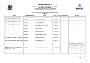 CURSO TURNO / PERÍODO NOME RESULTADO CLASSIFICAÇÃO