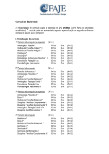 Currículo de Bacharelado A integralização do currículo supõe a