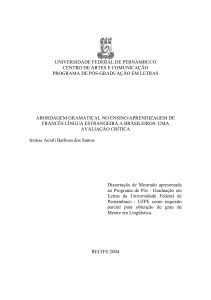 Abordagem gramatical no ensino/aprendizagem de francês língua