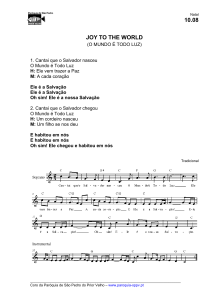 Partitura do cântico - Paróquia de São Pedro do Prior Velho