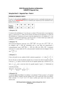 XXXII Olimpíada Brasileira de Matemática GABARITO Segunda