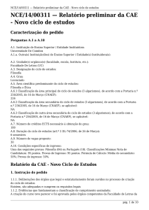 Relatório preliminar da CAE - Novo ciclo de estudos