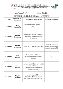 Data: 07/04/2016 CONTROLE DE ATIVIDADE DIÁRIA – MATUTINO