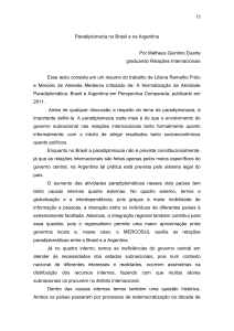 Paradiplomacia no Brasil e na Argentina Por Matheus Quintino