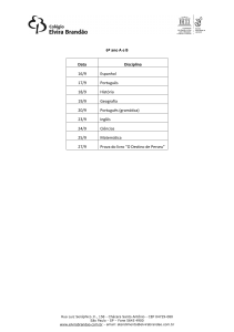 6º ano A e B Data Disciplina 16/9 Espanhol 17/9 Português 18/9