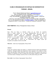 CLIMA E ORGANIZAÇÃO DO ESPAÇO NO NOROESTE DO