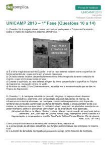 UNICAMP 2013 – 1ª Fase (Questões 10 a 14)