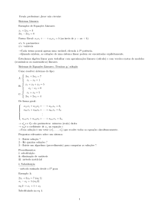 Sistemas Lineares Exemplos de Equações Lineares: Forma Geral