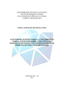 As inversões sujeito-verbo e a concordância verbal: um estudo