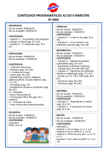 CONTEÚDOS PROGRAMÁTICOS A2 DO II BIMESTRE 4º ANO