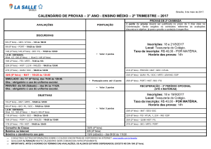 calendário de provas 2007