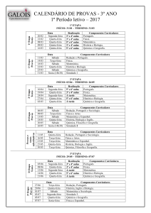 Calendário de Provas 3º ano Ensino Médio