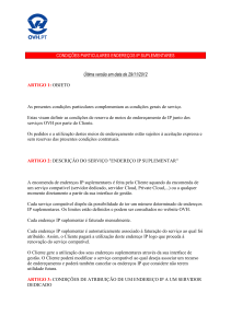 CONDIÇÕES PARTICULARES ENDEREÇOS IP