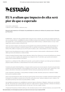 EUA avaliam que impacto do zika será pior do que o esperado