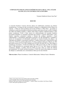 COMPARATIVO DOS PLANOS ECONÔMICOS PAEG E REAL: UMA
