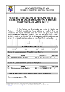 Resultado Final - Vagas Residuais 2012-2