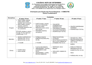 Orientações para as provas Bimestrais do II Bimestre