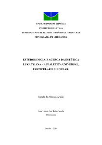 estudos iniciais acerca da estética lukácsiana – a dialética universal