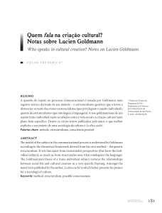 Quem fala na criação cultural? Notas sobre Lucien Goldmann