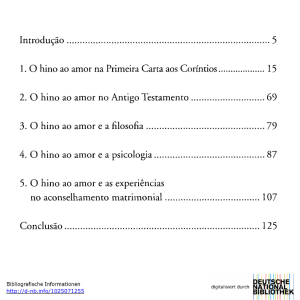 Introdução 1. O hino ao amor na Primeira Carta aos Coríntios 2. O