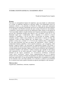 A teoria cognitiva humeana: uma resposta a Kant