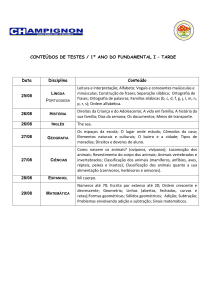 CONTEÚDOS DE TESTES / 1º ANO DO FUNDAMENTAL I – TARDE